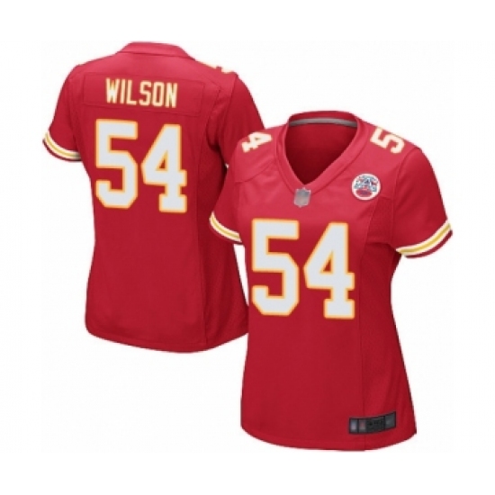 Women's Kansas City Chiefs 54 Damien Wilson Game Red Team Color Football Jersey