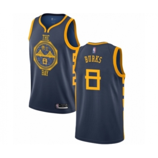 Men's Golden State Warriors 8 Alec Burks Authentic Navy Blue Basketball Jersey - City Edition