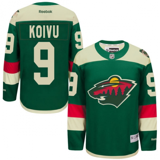 Men's Reebok Minnesota Wild 9 Mikko Koivu Premier Green 2016 Stadium Series NHL Jersey