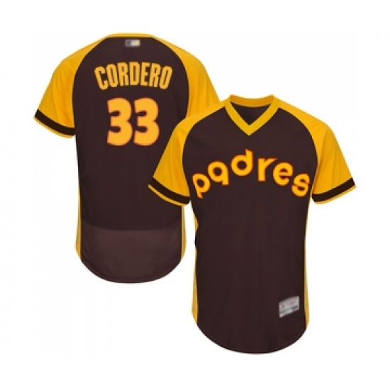 Men's San Diego Padres 33 Franchy Cordero Brown Alternate Cooperstown Authentic Collection Flex Base Baseball Jersey