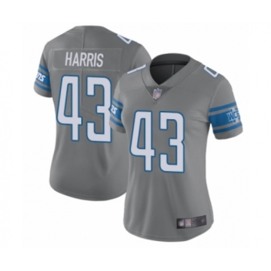 Women's Detroit Lions 43 Will Harris Limited Steel Rush Vapor Untouchable Football Jersey