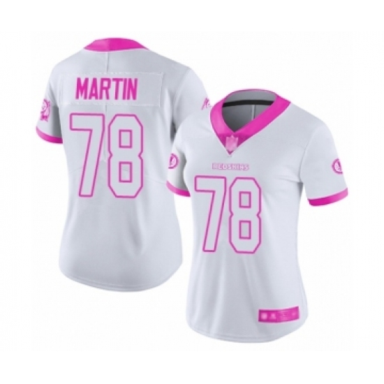 Women's Washington Redskins 78 Wes Martin Limited White Pink Rush Fashion Football Jersey