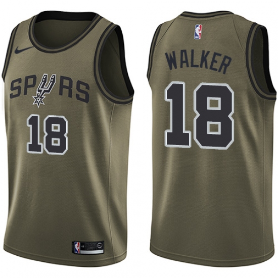 Men's Nike San Antonio Spurs 18 Lonnie Walker Swingman Green Salute to Service NBA Jersey