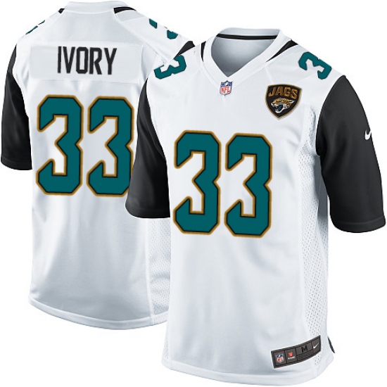 Men's Nike Jacksonville Jaguars 33 Chris Ivory Game White NFL Jersey