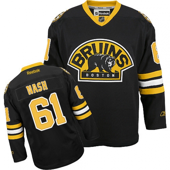 Women's Reebok Boston Bruins 61 Rick Nash Authentic Black Third NHL Jersey