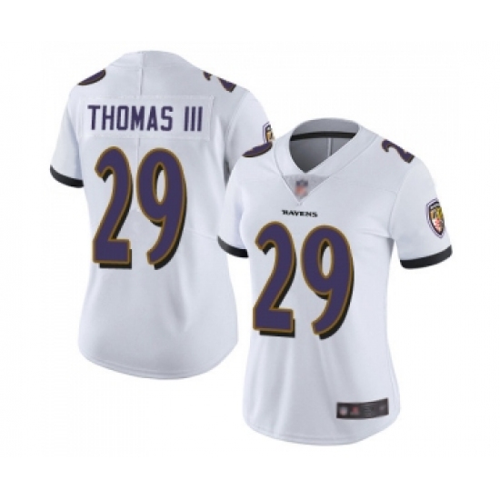 Women's Baltimore Ravens 29 Earl Thomas III White Vapor Untouchable Limited Player Football Jersey