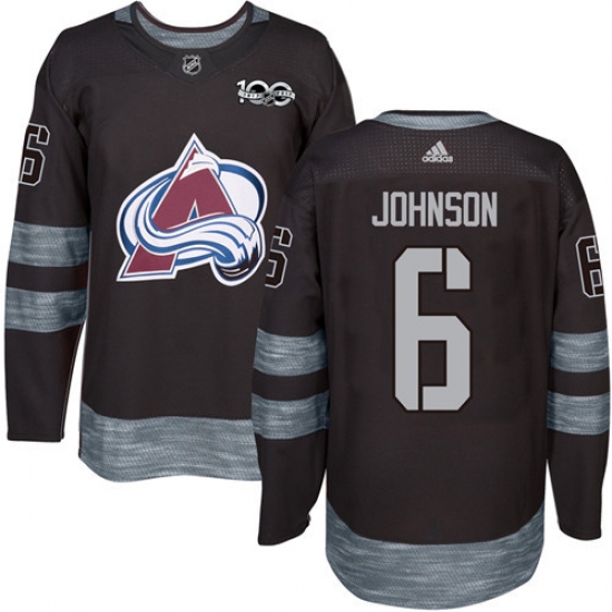 Men's Adidas Colorado Avalanche 6 Erik Johnson Authentic Black 1917-2017 100th Anniversary NHL Jersey