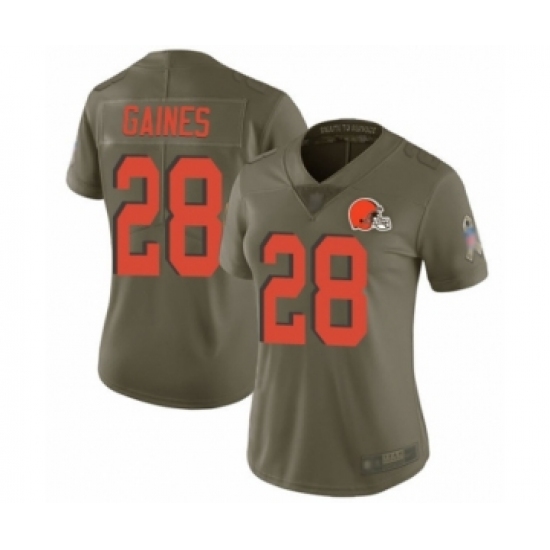 Women's Cleveland Browns 28 Phillip Gaines Limited Olive 2017 Salute to Service Football Jersey