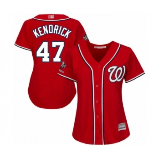 Women's Washington Nationals 47 Howie Kendrick Authentic Red Alternate 1 Cool Base 2019 World Series Champions Baseball Jersey