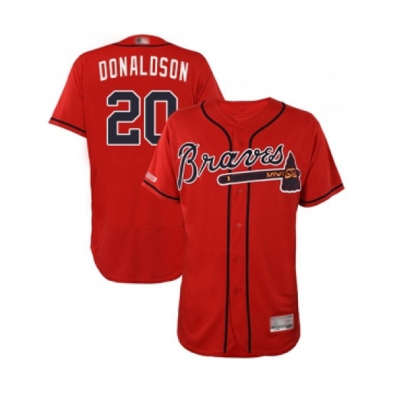 Men's Atlanta Braves 20 Josh Donaldson Red Alternate Flex Base Authentic Collection Baseball Jersey