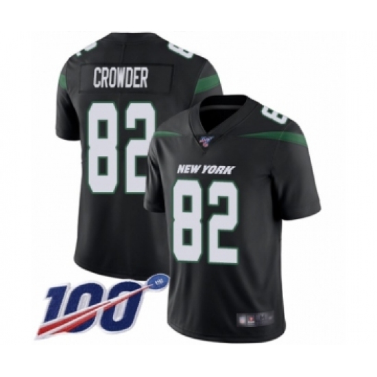 Men's New York Jets 82 Jamison Crowder Black Alternate Vapor Untouchable Limited Player 100th Season Football Jersey