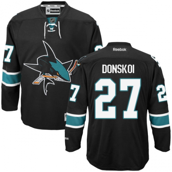 Men's Reebok San Jose Sharks 27 Joonas Donskoi Authentic Black Third NHL Jersey