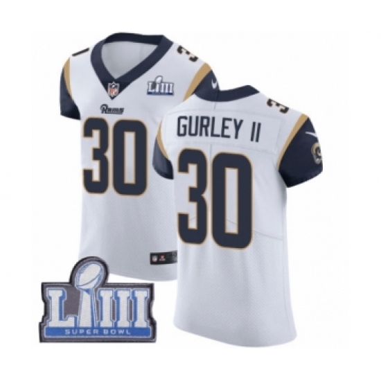 Men's Nike Los Angeles Rams 30 Todd Gurley White Vapor Untouchable Elite Player Super Bowl LIII Bound NFL Jersey