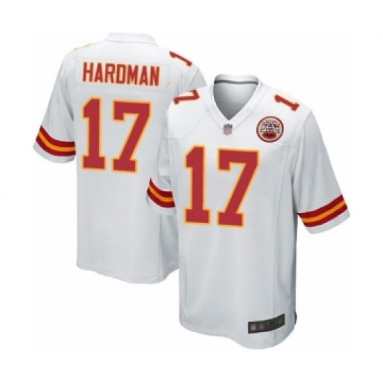 Men's Kansas City Chiefs 17 Mecole Hardman Game White Football Jersey