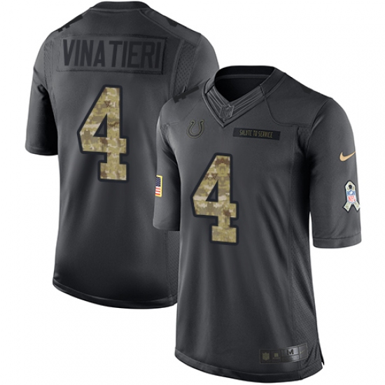 Men's Nike Indianapolis Colts 4 Adam Vinatieri Limited Black 2016 Salute to Service NFL Jersey