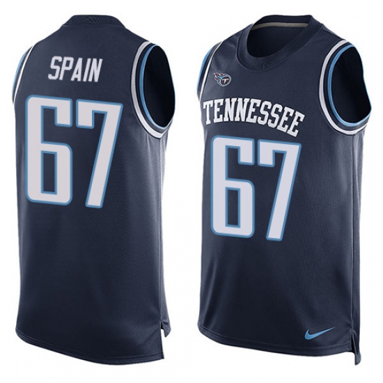 Men's Nike Tennessee Titans 67 Quinton Spain Limited Navy Blue Player Name & Number Tank Top NFL Jersey