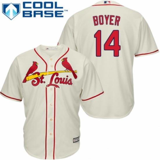 Men's Majestic St. Louis Cardinals 14 Ken Boyer Replica Cream Alternate Cool Base MLB Jersey