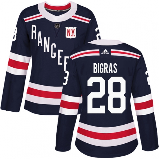 Women's Adidas New York Rangers 28 Chris Bigras Authentic Navy Blue 2018 Winter Classic NHL Jersey