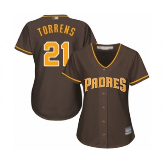 Women's San Diego Padres 21 Luis Torrens Authentic Brown Alternate Cool Base Baseball Player Jersey