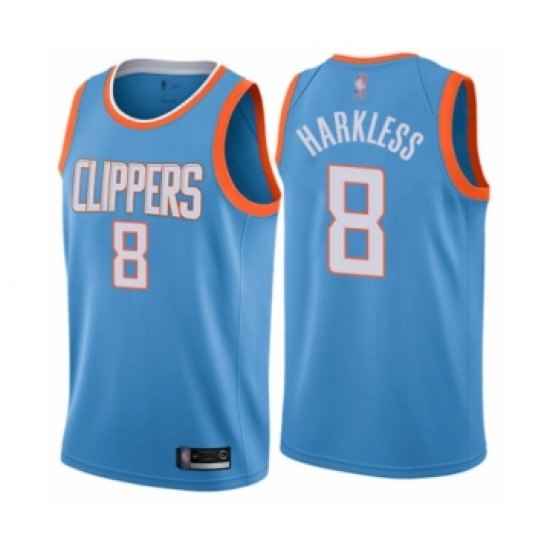 Men's Los Angeles Clippers 8 Moe Harkless Authentic Blue Basketball Jersey - City Edition