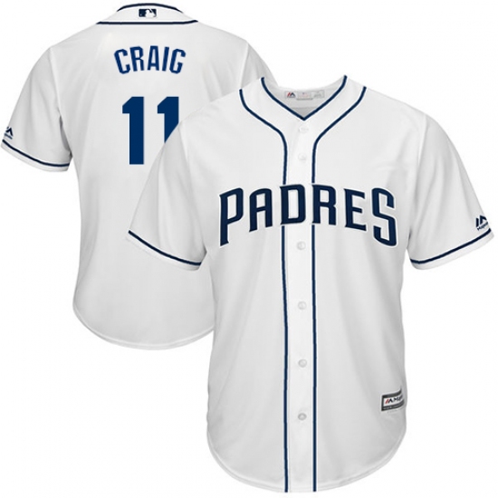 Youth Majestic San Diego Padres 11 Allen Craig Authentic White Home Cool Base MLB Jersey