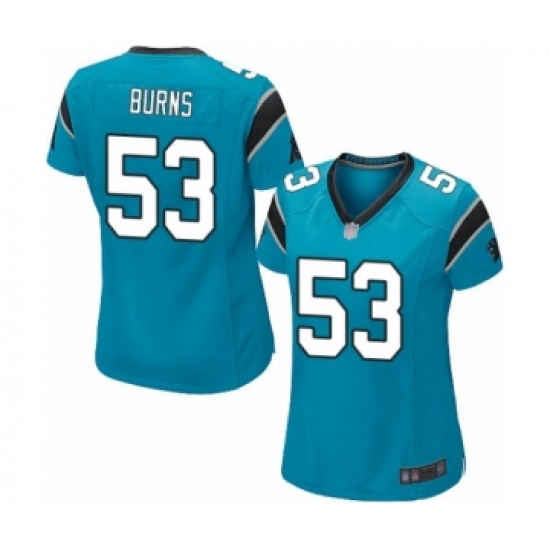 Women's Carolina Panthers 53 Brian Burns Game Blue Alternate Football Jersey