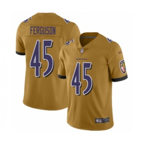 Youth Baltimore Ravens 45 Jaylon Ferguson Limited Gold Inverted Legend Football Jersey