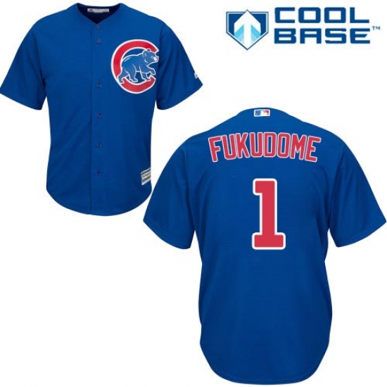 Men's Majestic Chicago Cubs 1 Kosuke Fukudome Replica Royal Blue Alternate Cool Base MLB Jersey