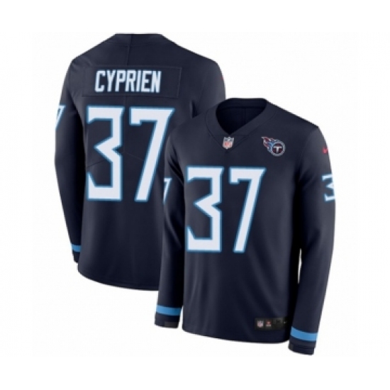 Men's Nike Tennessee Titans 37 Johnathan Cyprien Limited Navy Blue Therma Long Sleeve NFL Jersey