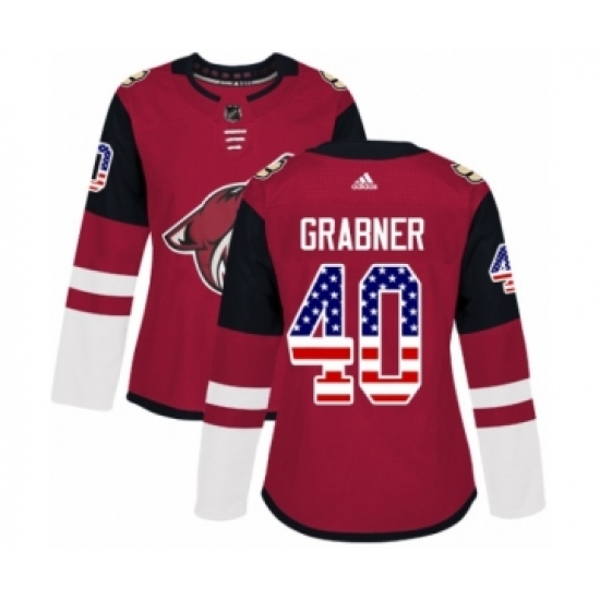 Women's Adidas Arizona Coyotes 40 Michael Grabner Authentic Red USA Flag Fashion NHL Jersey