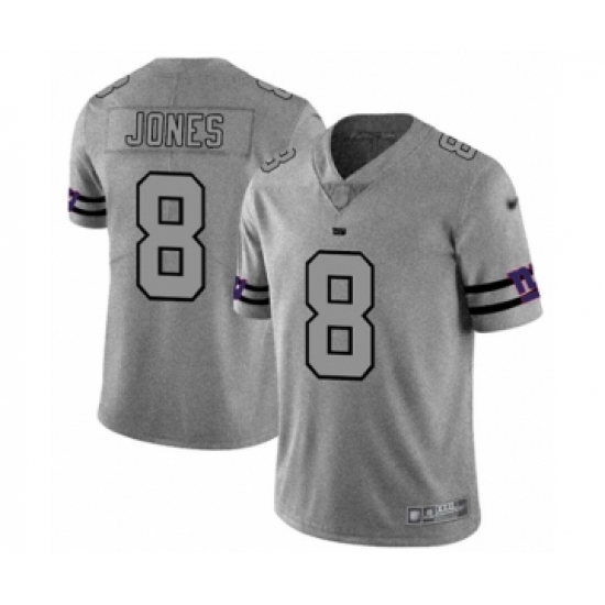 Men's New York Giants 8 Daniel Jones Limited Gray Team Logo Gridiron Football Jersey