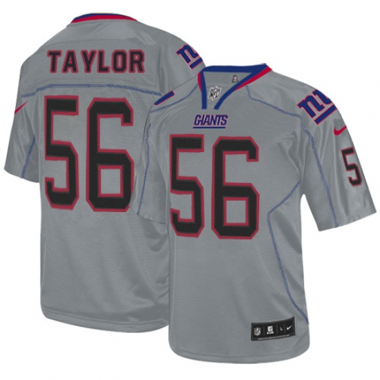 Men's Nike New York Giants 56 Lawrence Taylor Elite Lights Out Grey NFL Jersey