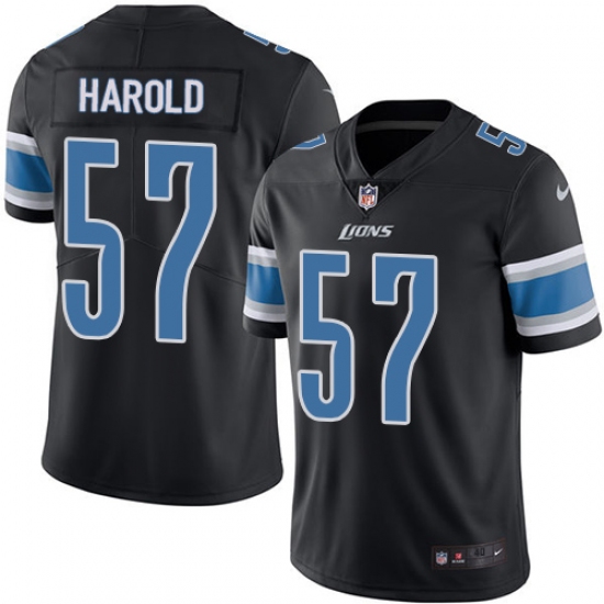 Men's Nike Detroit Lions 57 Eli Harold Limited Black Rush Vapor Untouchable NFL Jersey