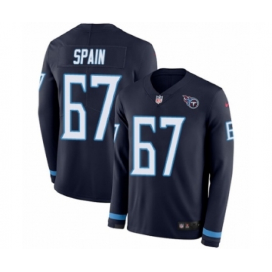 Youth Nike Tennessee Titans 67 Quinton Spain Limited Navy Blue Therma Long Sleeve NFL Jersey