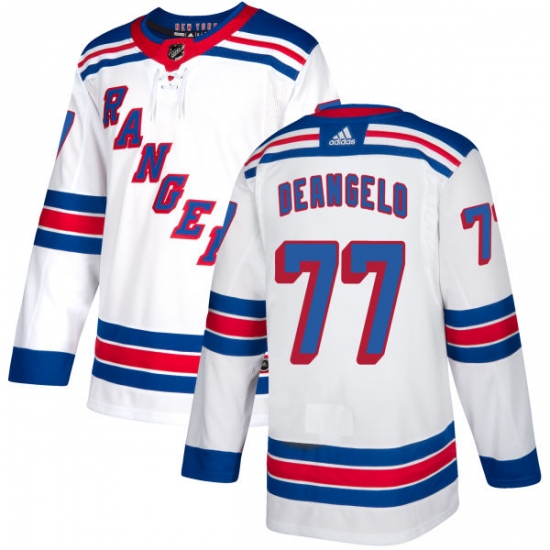 Men's Adidas New York Rangers 77 Anthony DeAngelo Authentic White Away NHL Jersey