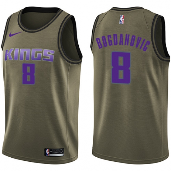 Men's Nike Sacramento Kings 8 Bogdan Bogdanovic Swingman Green Salute to Service NBA Jersey