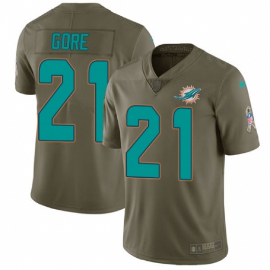 Youth Nike Miami Dolphins 21 Frank Gore Limited Olive 2017 Salute to Service NFL Jersey
