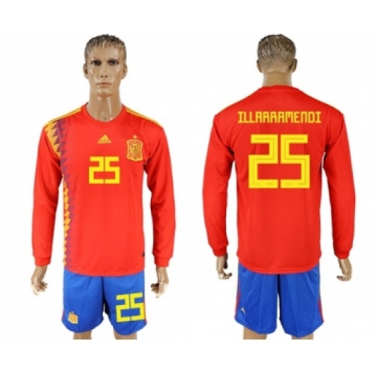 Spain 25 Illarramendi Red Home Long Sleeves Soccer Country Jersey