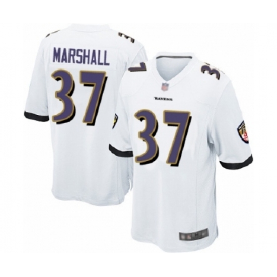 Men's Baltimore Ravens 37 Iman Marshall Game White Football Jersey