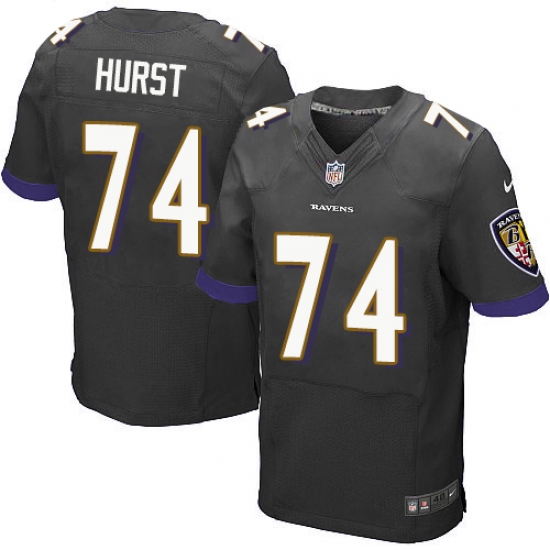 Men's Nike Baltimore Ravens 74 James Hurst Elite Black Alternate NFL Jersey