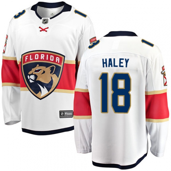 Youth Florida Panthers 18 Micheal Haley Fanatics Branded White Away Breakaway NHL Jersey