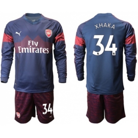 Arsenal 34 Xhaka Away Long Sleeves Soccer Club Jersey