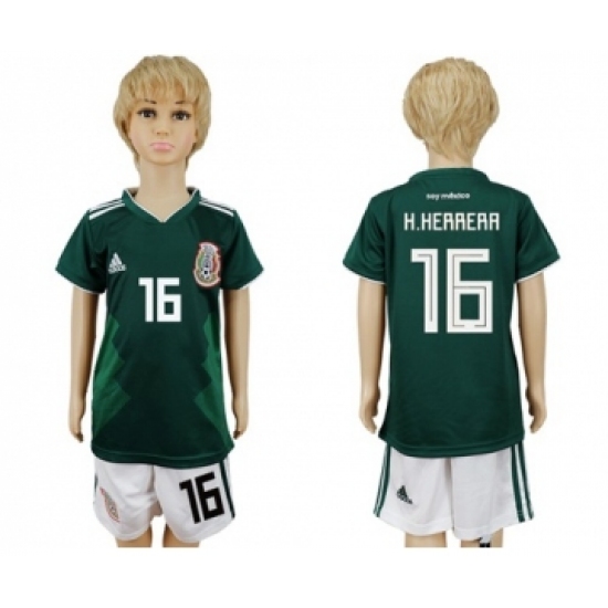 Mexico 16 H.Herrera Home Kid Soccer Country Jersey