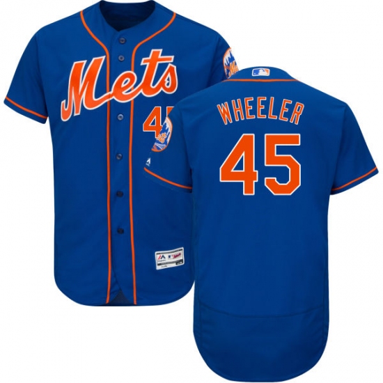 Men's Majestic New York Mets 45 Zack Wheeler Royal Blue Alternate Flex Base Authentic Collection MLB Jersey