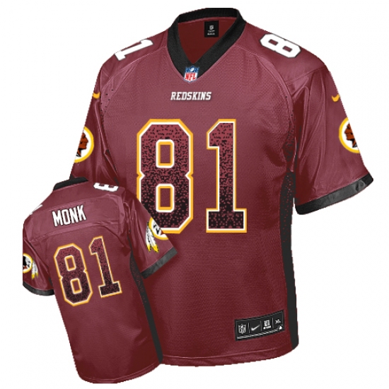 Men's Nike Washington Redskins 81 Art Monk Elite Burgundy Red Drift Fashion NFL Jersey