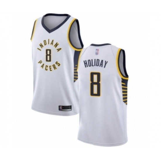 Men's Indiana Pacers 8 Justin Holiday Authentic White Basketball Jersey - Association Edition