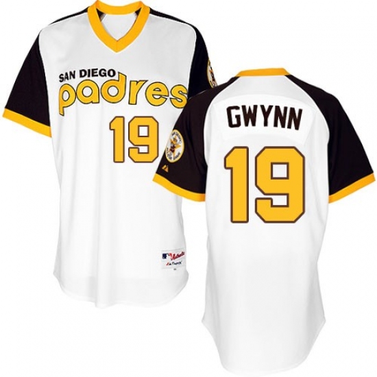 Men's Majestic San Diego Padres 19 Tony Gwynn Authentic White 1978 Turn Back The Clock MLB Jersey