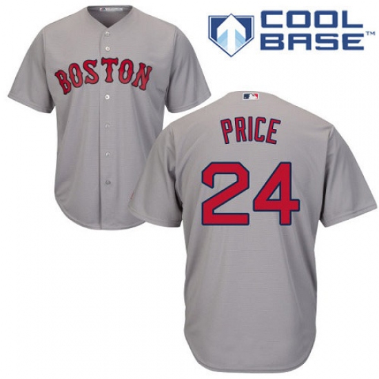 Youth Majestic Boston Red Sox 24 David Price Authentic Grey Road Cool Base MLB Jersey