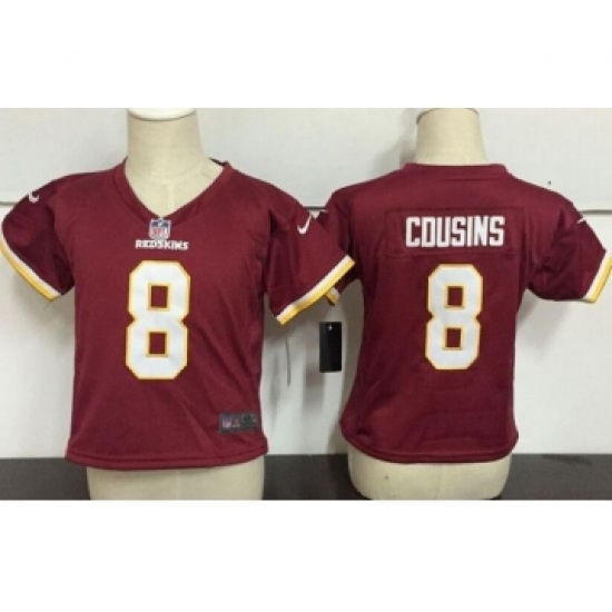 Toddler Washington Redskins 8 Kirk Cousins Burgundy Red Team Color Stitched NFL Nike Game Jersey