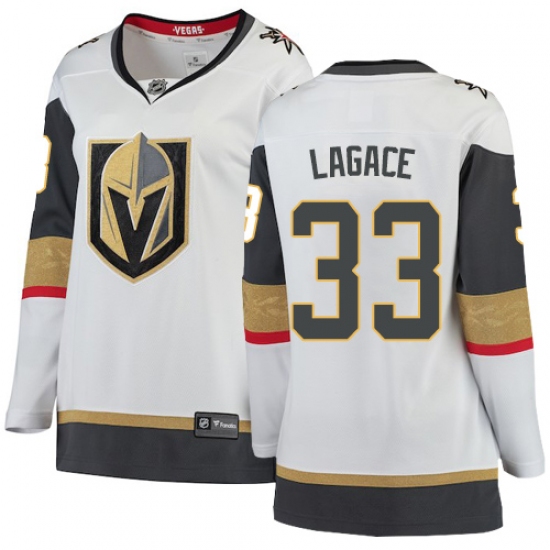 Women's Vegas Golden Knights 33 Maxime Lagace Authentic White Away Fanatics Branded Breakaway NHL Jersey